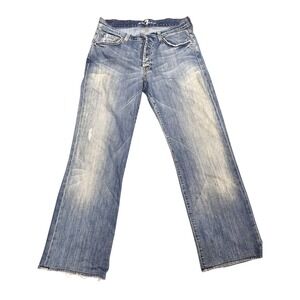 7 For All Mankind Relaxed Jeans Women's 33 Bootcut Flare Y2K‎ Distressed USA